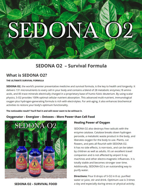 Sedona O2 Survival Food